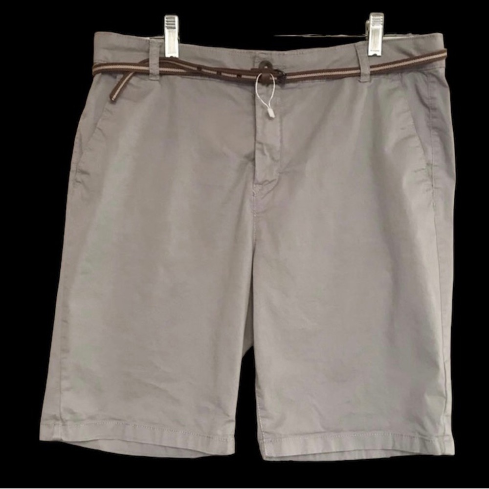 C&A Khaki/Grey shorts with belt, Made in Spain, Size L/XL. Worn once.